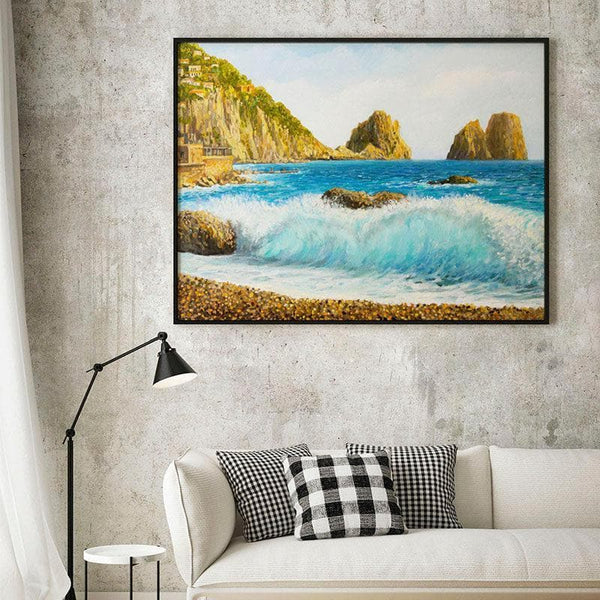 Wall Art & Paintings - Faraglioni On Island Capri Wall Painting - Black Frame