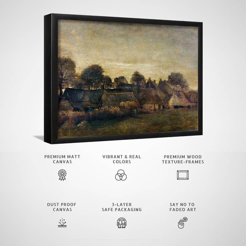 Wall Art & Paintings - Farming Village At Twilight By Vincent Van Gogh - Black Frame