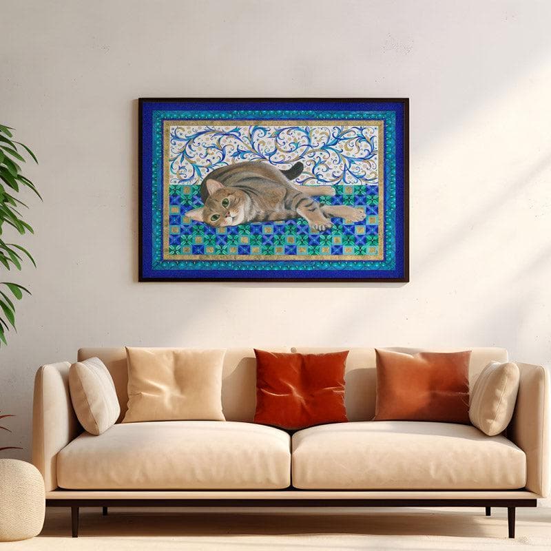 Wall Art & Paintings - Feline Fantasy Wall Painting - Black Frame