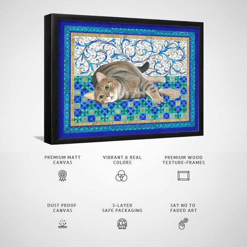 Wall Art & Paintings - Feline Fantasy Wall Painting - Black Frame