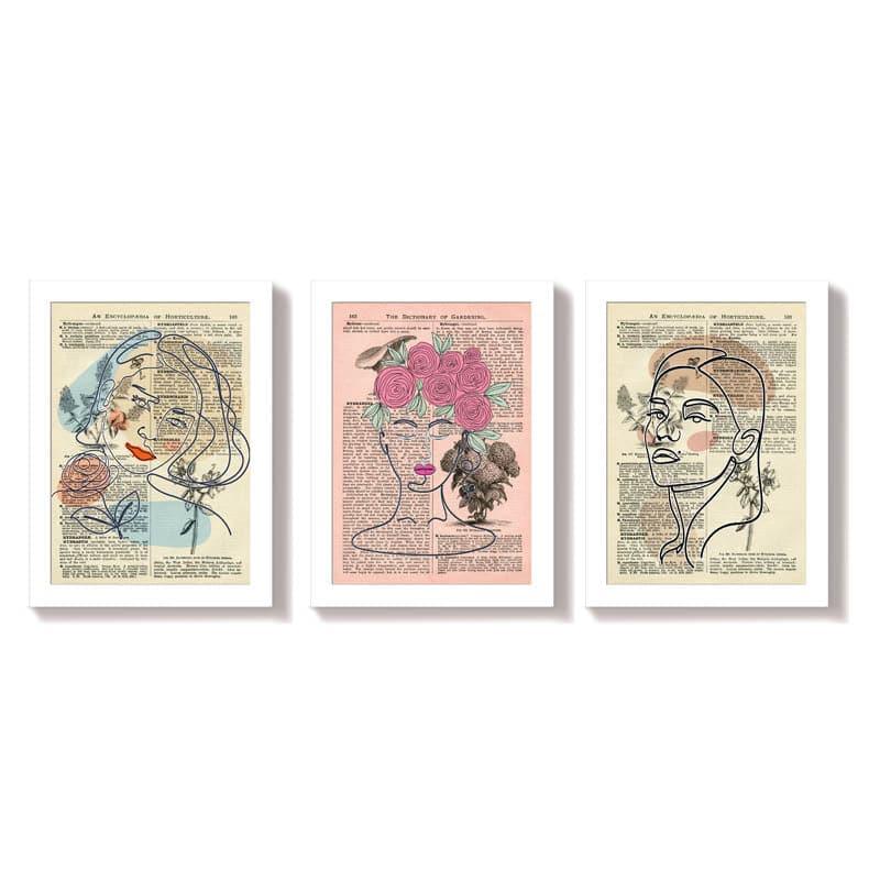 Buy Feminine Bloom Wall Art - Set Of Three Wall Art & Paintings from Vaaree