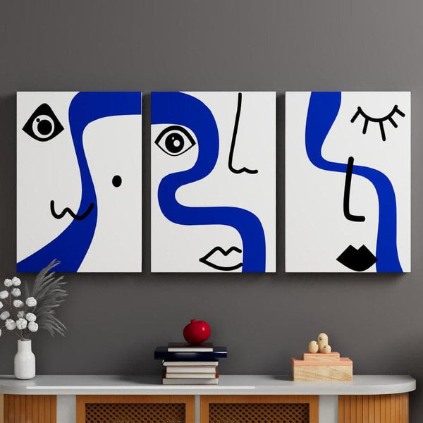 Wall Art & Paintings - Feminine Face Wall Painting - Set Of Three