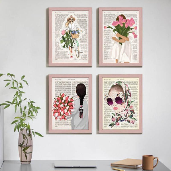 Wall Art & Paintings - Feminine Grace Glow Wall Art - Set Of Four