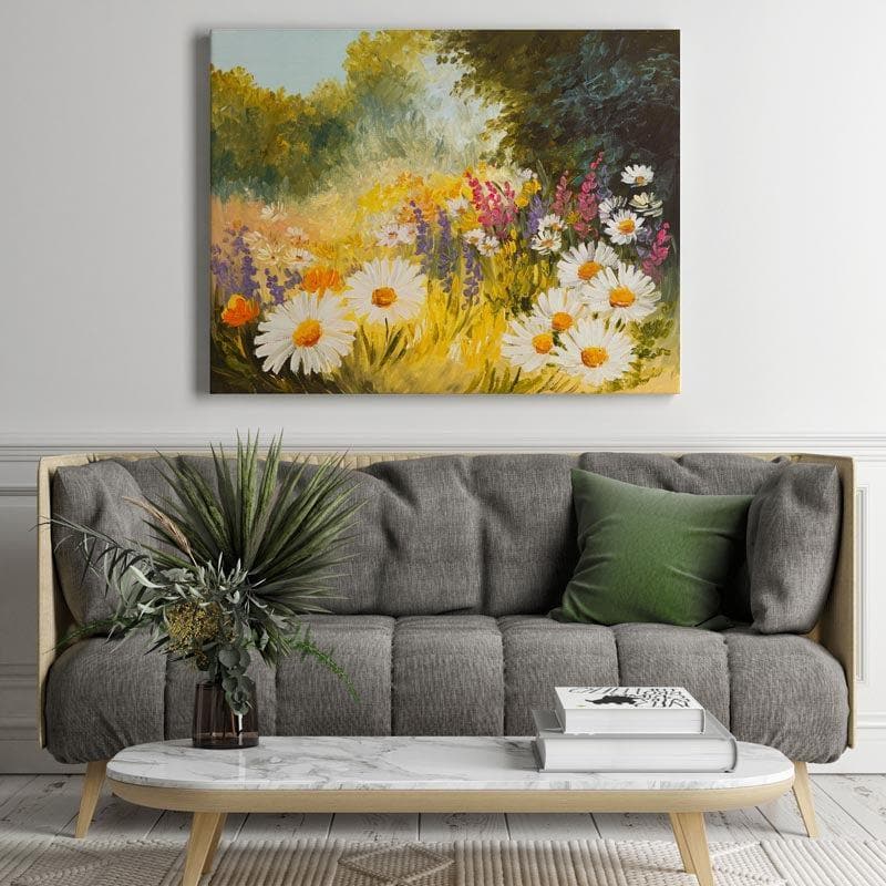 Wall Art & Paintings - Field Of Daisies Wall Painting - Gallery Wrap