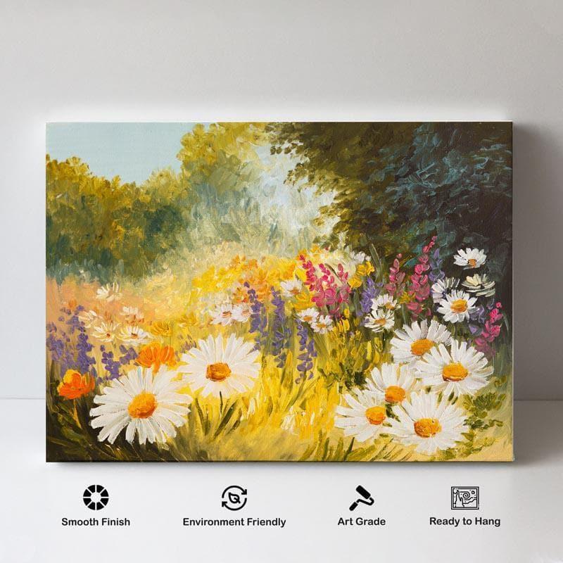 Wall Art & Paintings - Field Of Daisies Wall Painting - Gallery Wrap