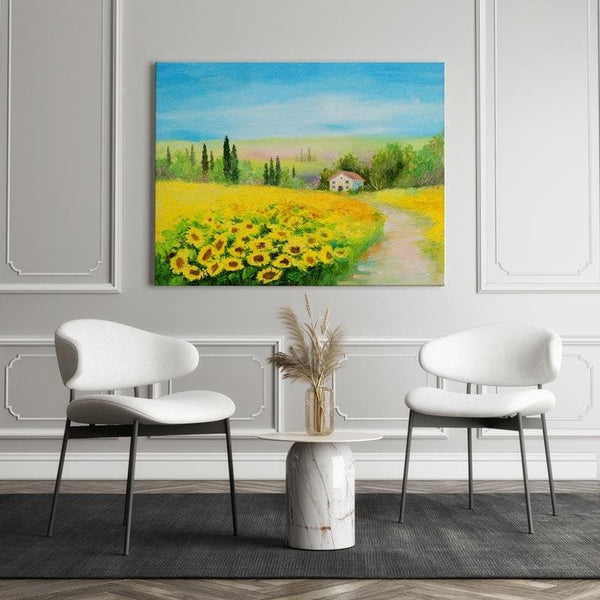 Wall Art & Paintings - Field Of Sunflowers Painting - Gallery Wrap