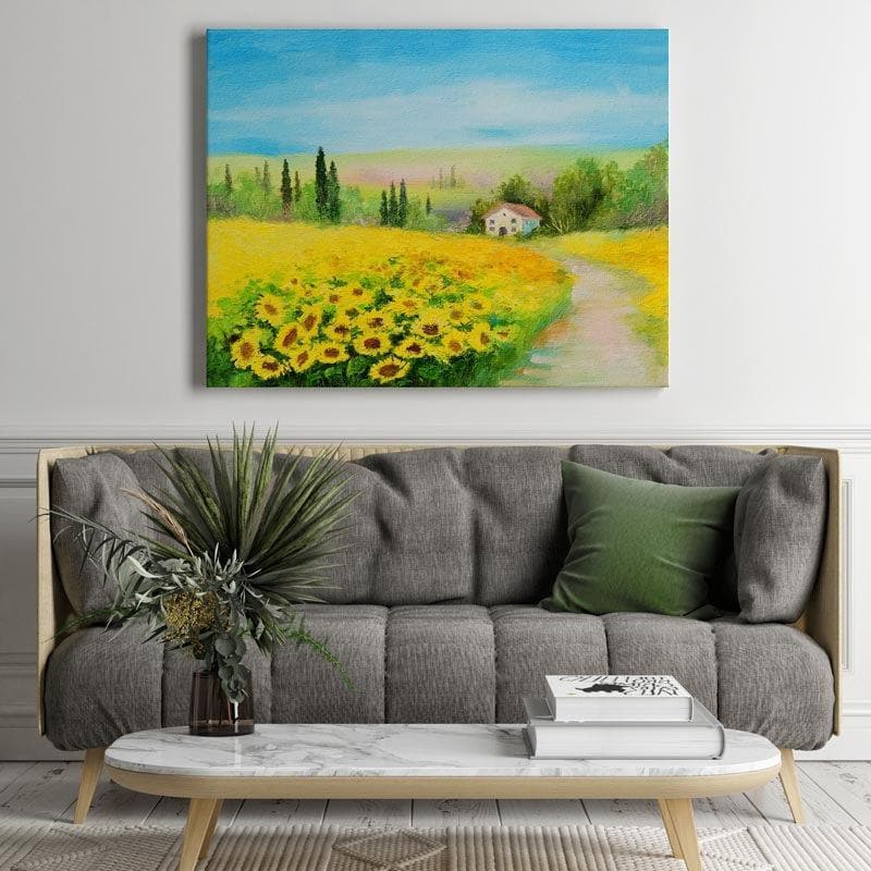 Wall Art & Paintings - Field Of Sunflowers Painting - Gallery Wrap