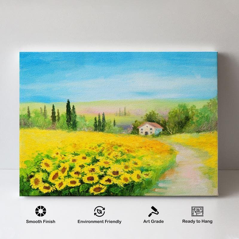 Wall Art & Paintings - Field Of Sunflowers Painting - Gallery Wrap