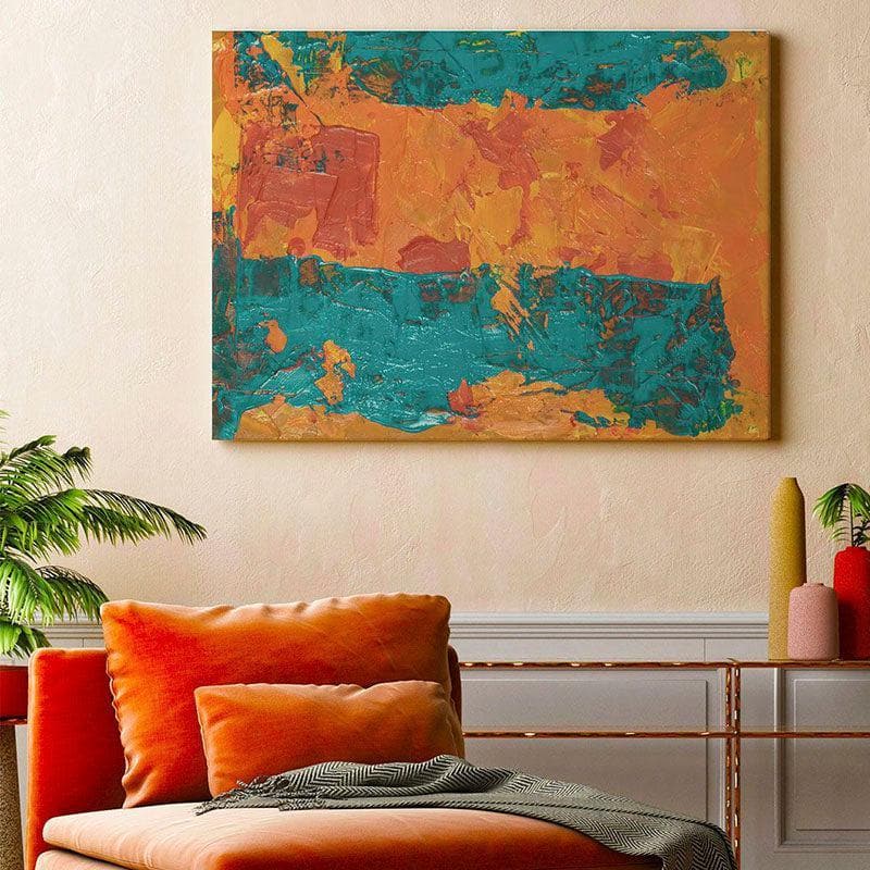 Wall Art & Paintings - Fire In Blue Abstract Painting - Gallery Wrap
