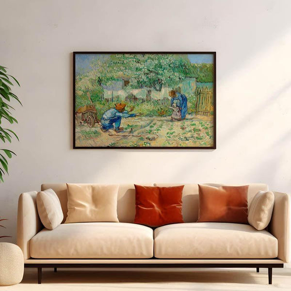 Wall Art & Paintings - First Steps After Millet By Vincent Van Gogh - Black Frame