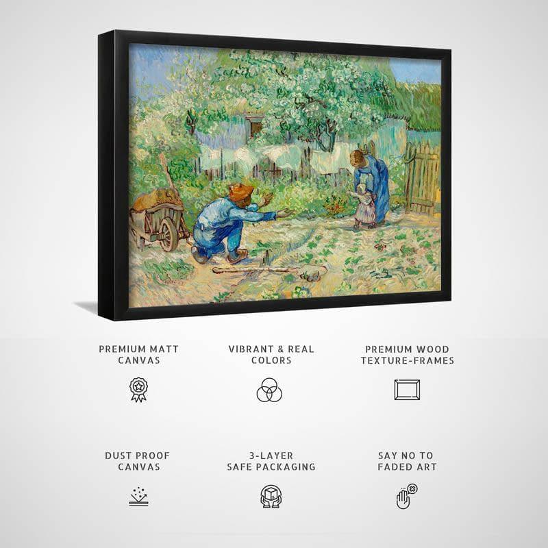 Wall Art & Paintings - First Steps After Millet By Vincent Van Gogh - Black Frame