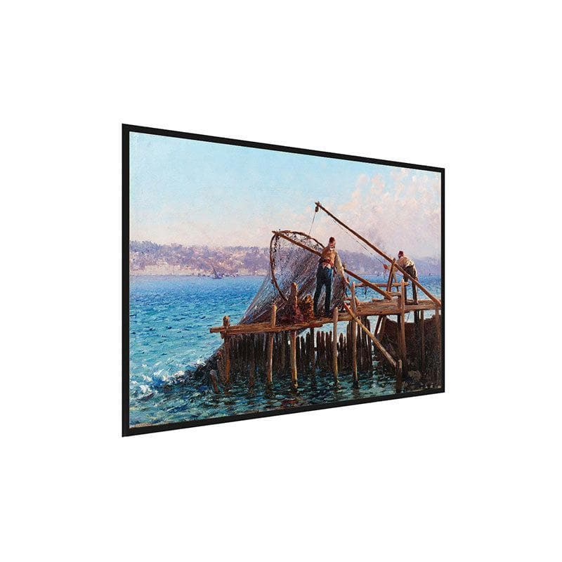 Wall Art & Paintings - Fisherman By The Bay Wall Painting - Black Frame