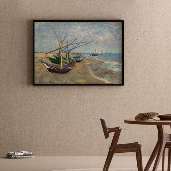 Wall Art & Paintings - Fishing Boats By Vincent Van Gogh - Black Frame