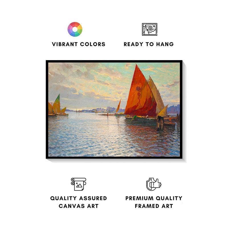 Buy Fishing Vessels Wall Painting - Black Frame Wall Art & Paintings from Vaaree