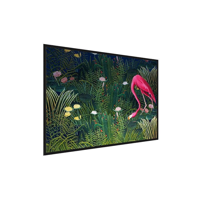 Wall Art & Paintings - Flamingo & Flower Wall Painting - Black Frame