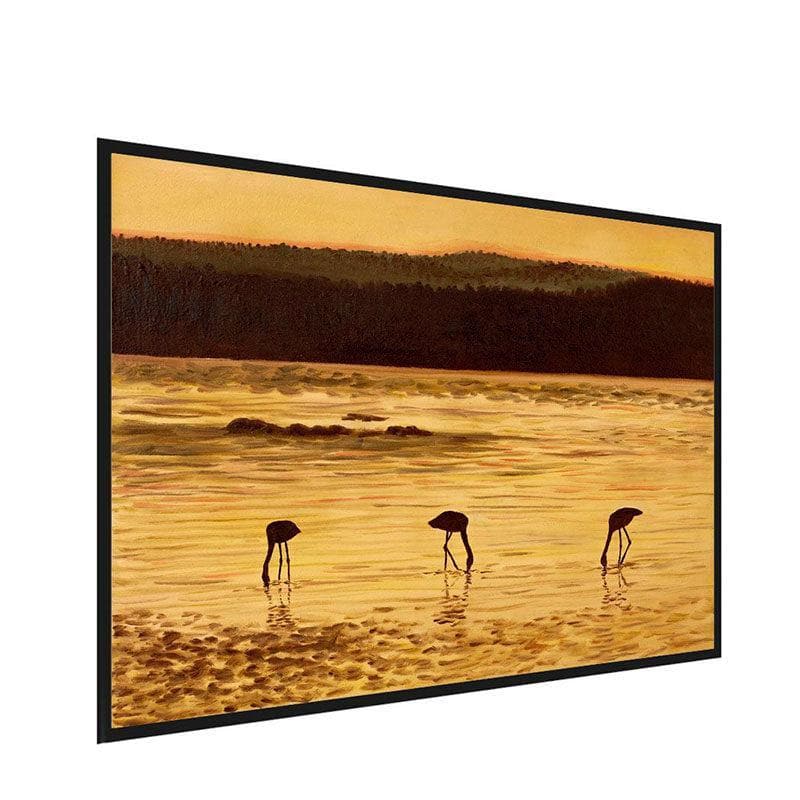 Wall Art & Paintings - Flamingos And Nature Wall Painting - Black Frame