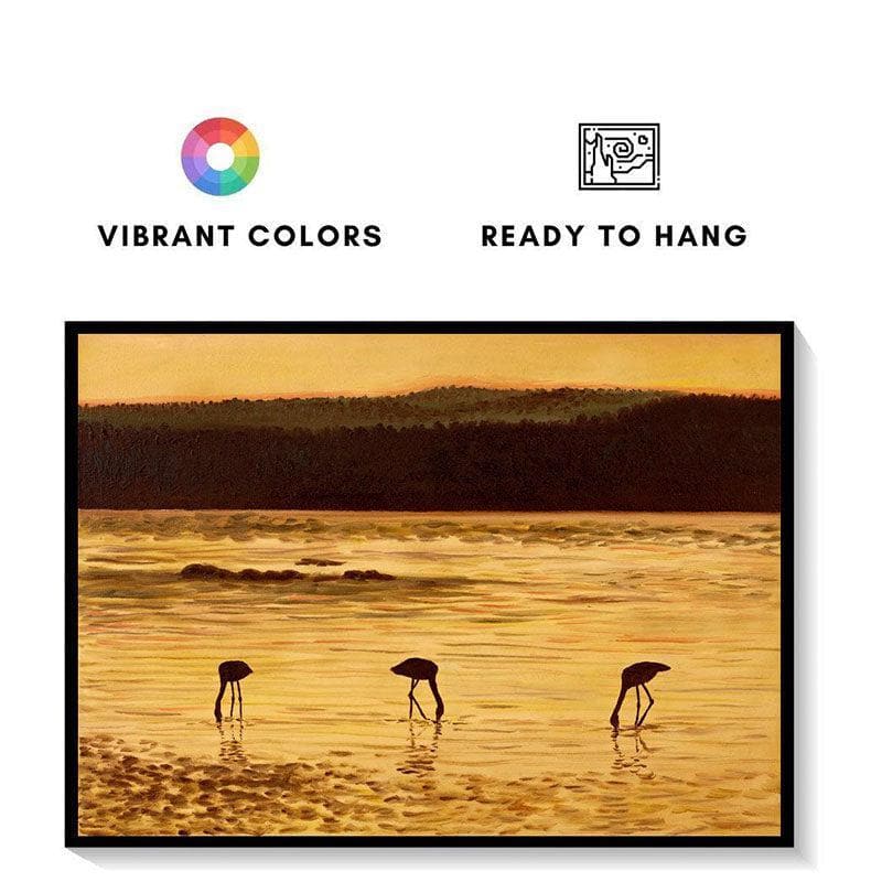 Buy Flamingos And Nature Wall Painting - Black Frame Wall Art & Paintings from Vaaree