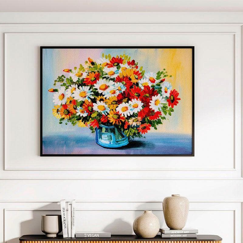 Buy Flower Bouquet Wall Painting - Black Frame Wall Art & Paintings from Vaaree