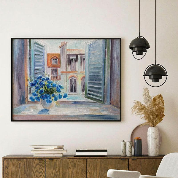 Wall Art & Paintings - Flowers In The Balcony - Black Frame