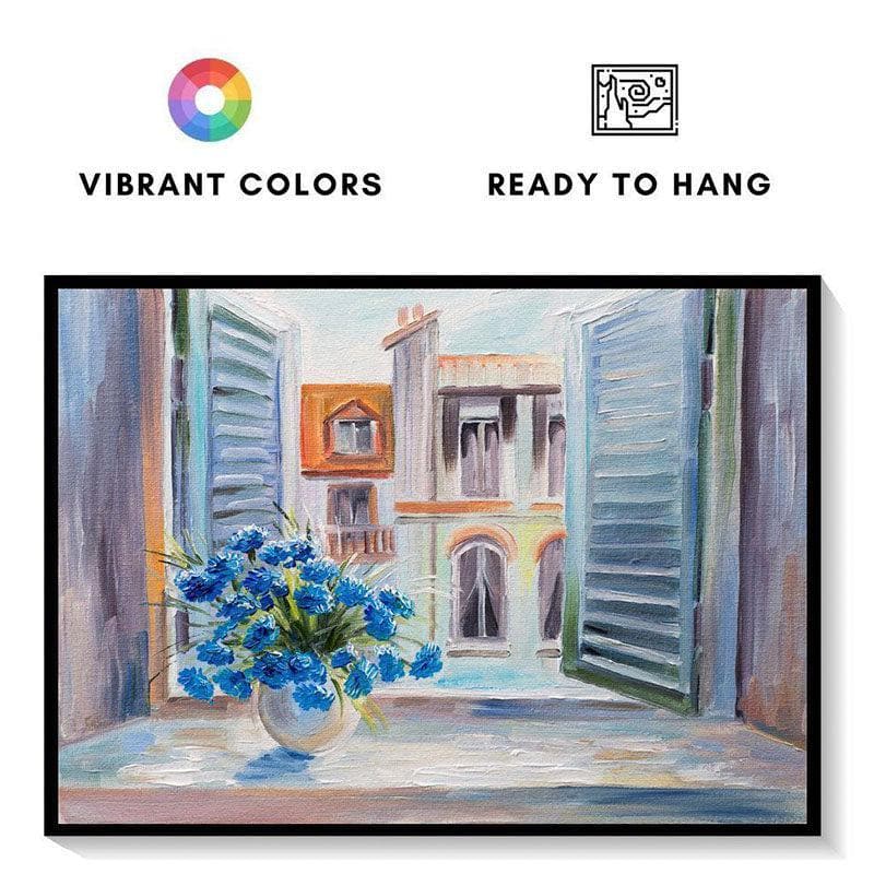 Buy Flowers In The Balcony - Black Frame Wall Art & Paintings from Vaaree