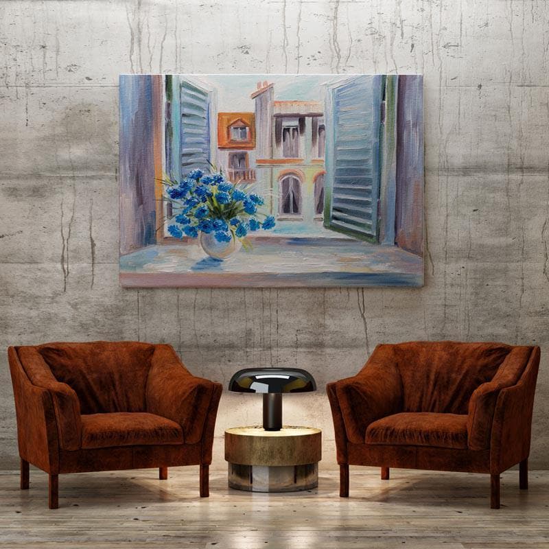 Wall Art & Paintings - Flowers In The Balcony Painting - Gallery Wrap