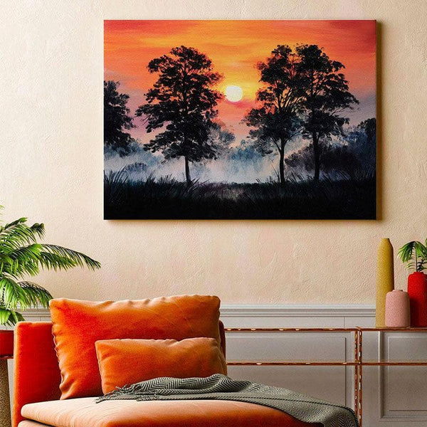 Wall Art & Paintings - Foggy Sunset Wall Painting - Gallery Wrap