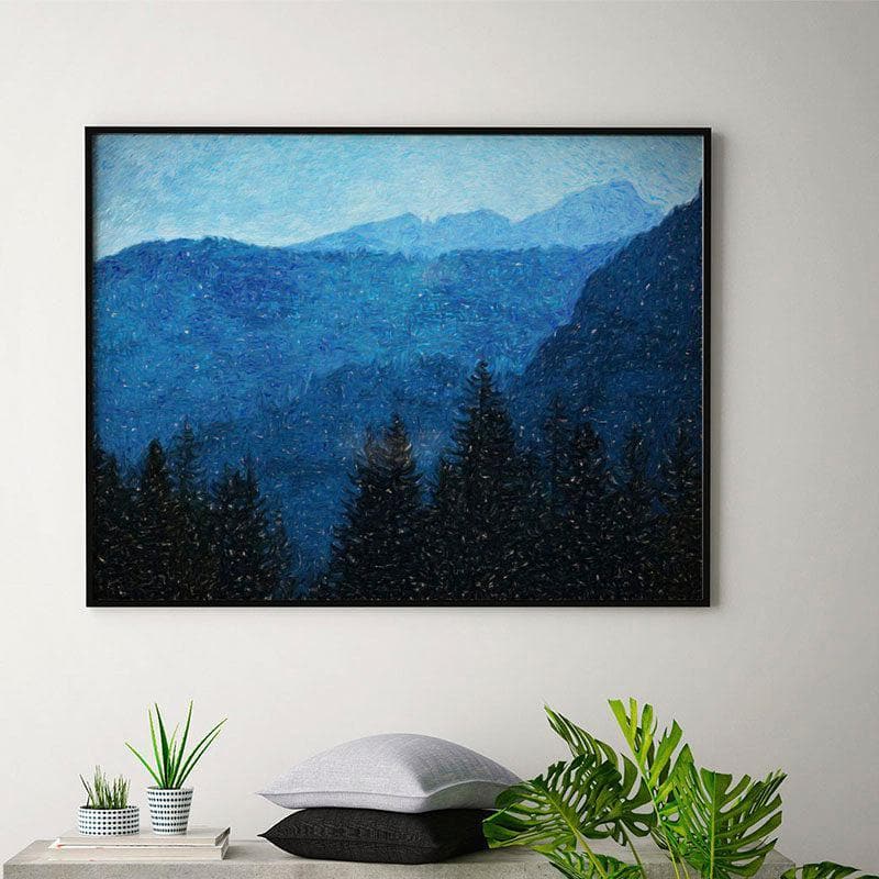 Wall Art & Paintings - Forest Landscape & Fog Painting - Black Frame