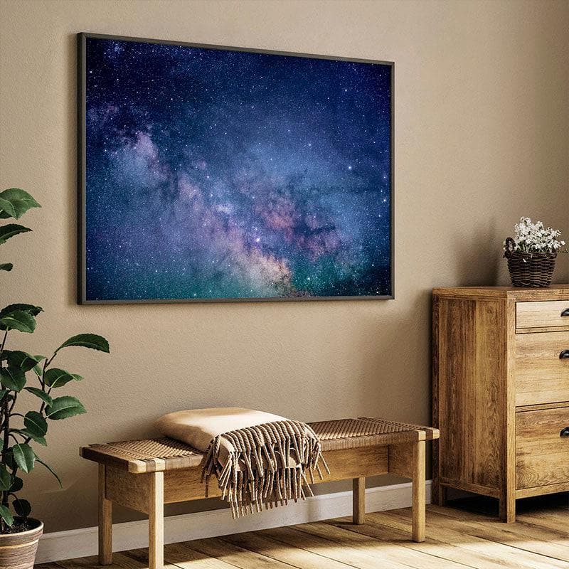 Buy Galaxy & Stars At Night Wall Painting - Black Frame Wall Art & Paintings from Vaaree