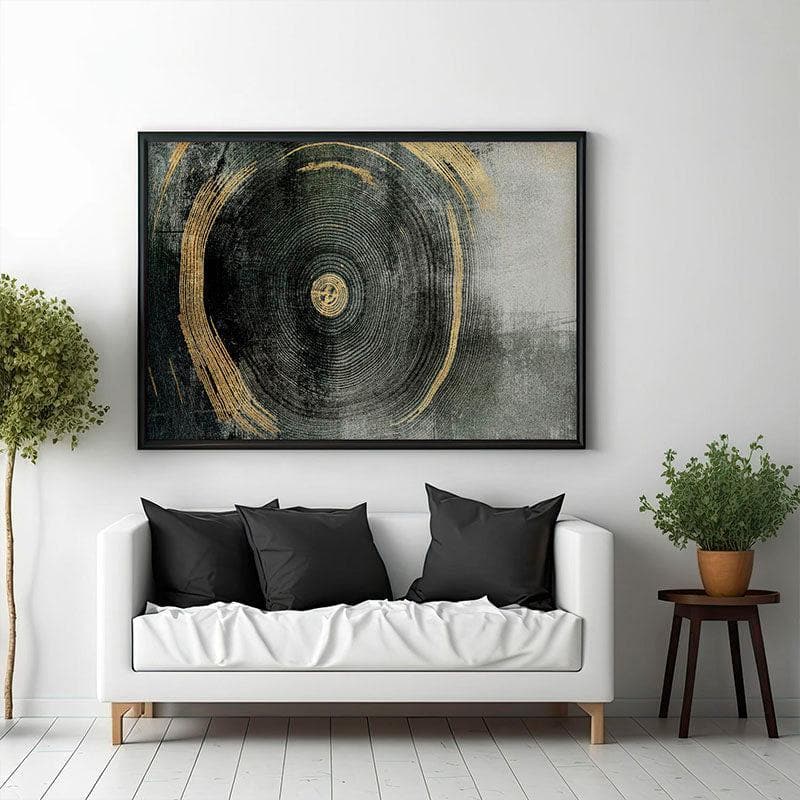 Wall Art & Paintings - Golden Abstract Wall Painting - Black Frame