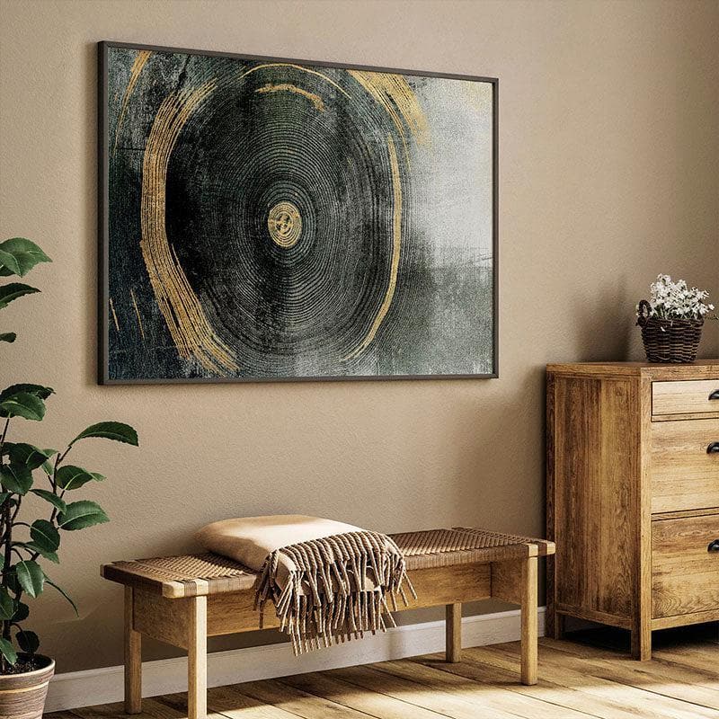 Wall Art & Paintings - Golden Abstract Wall Painting - Black Frame