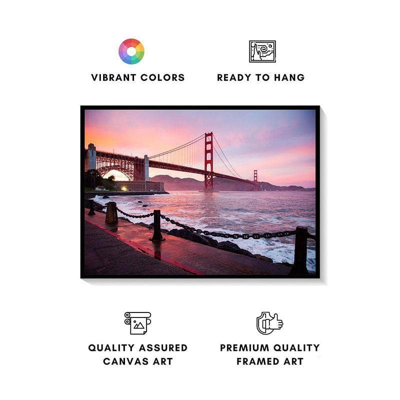 Wall Art & Paintings - Golden Gate Bridge San Francisco Wall Painting - Black Frame