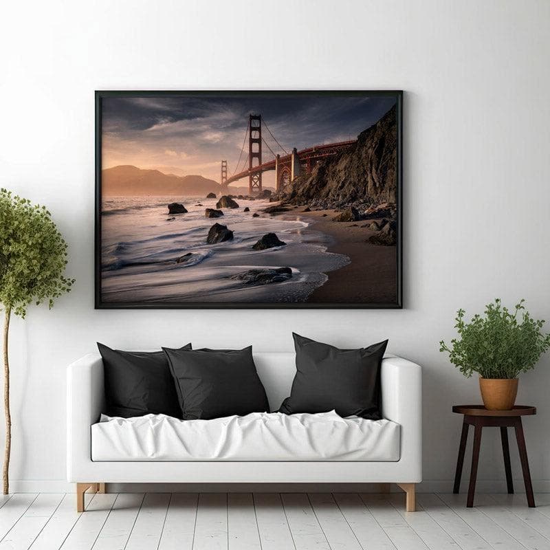 Wall Art & Paintings - Golden Gate Bridge Wall Painting - Black Frame