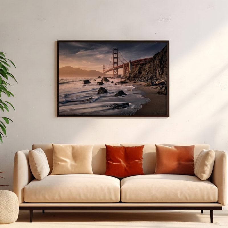 Wall Art & Paintings - Golden Gate Bridge Wall Painting - Black Frame