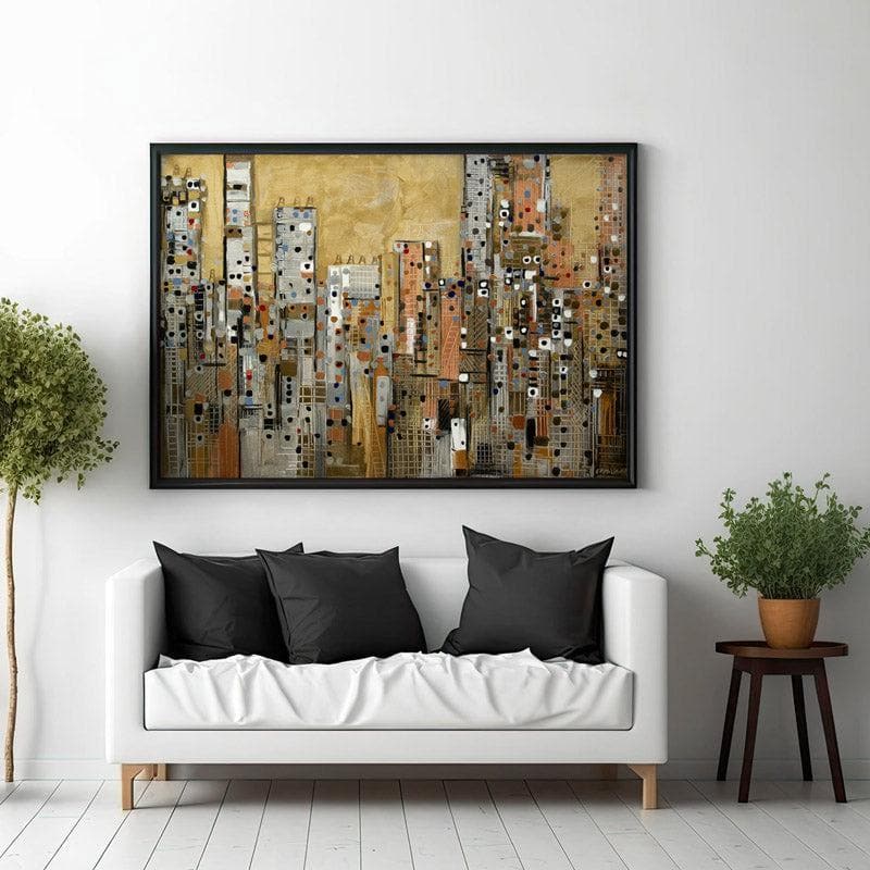 Wall Art & Paintings - Golden Sky Scape Wall Painting - Black Frame