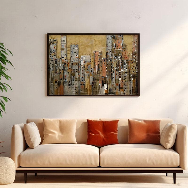 Wall Art & Paintings - Golden Sky Scape Wall Painting - Black Frame