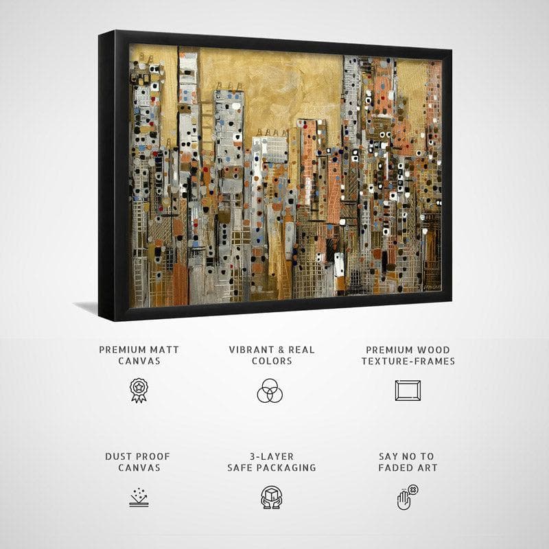 Wall Art & Paintings - Golden Sky Scape Wall Painting - Black Frame