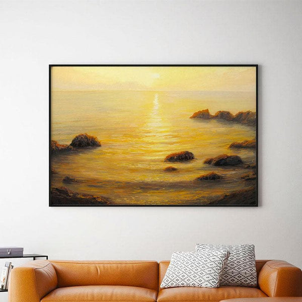 Wall Art & Paintings - Golden Sunrise Wall Painting - Black Frame