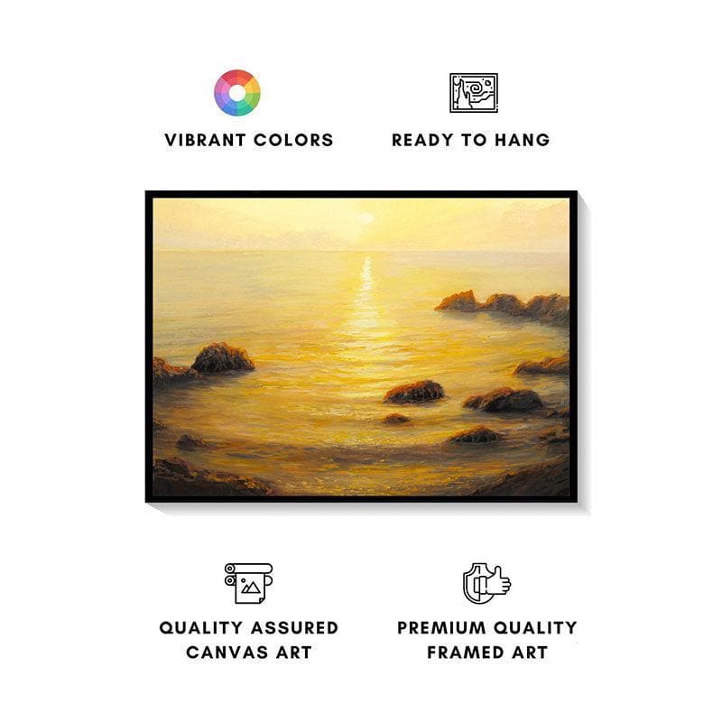 Wall Art & Paintings - Golden Sunrise Wall Painting - Black Frame