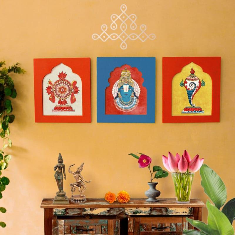 Buy Govinda Ethnic Wall Art - Set Of Three Wall Art & Paintings from Vaaree