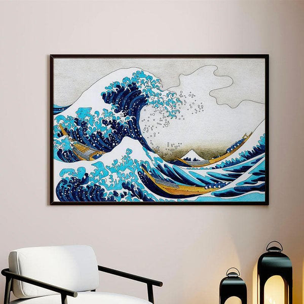 Wall Art & Paintings - Great Waves Canvas Painting - Black Frame