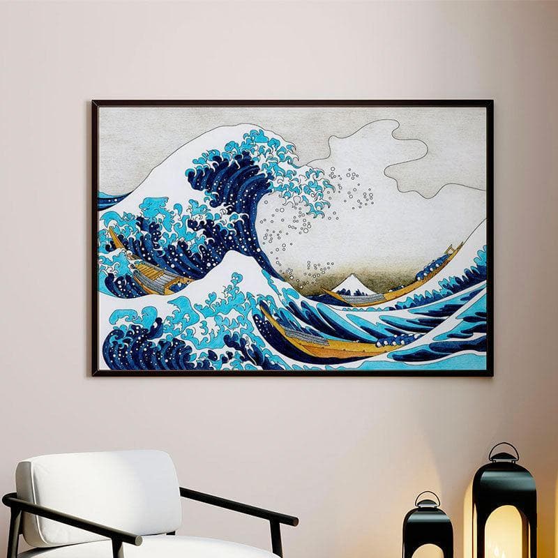 Buy Great Waves Canvas Painting - Black Frame Wall Art & Paintings from Vaaree