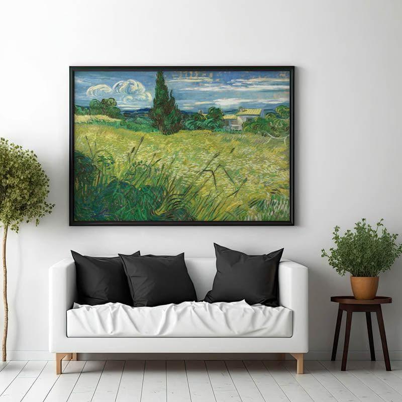 Wall Art & Paintings - Green Field By Vincent Van Gogh - Black Frame