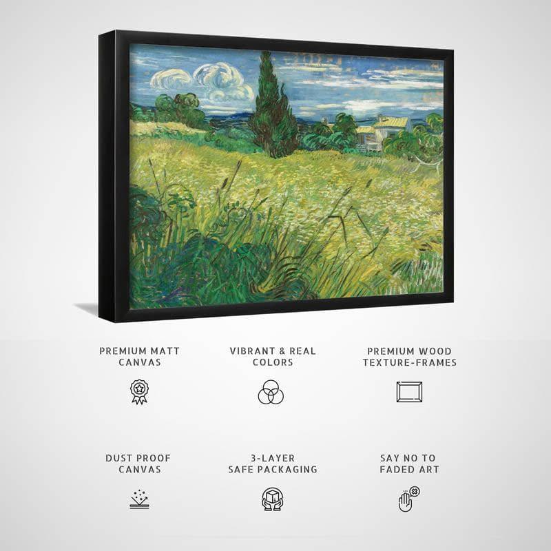 Wall Art & Paintings - Green Field By Vincent Van Gogh - Black Frame