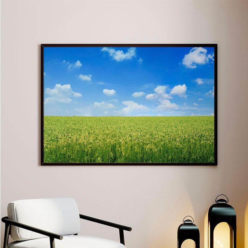 Wall Art & Paintings - Green Field Wall Painting - Black Frame