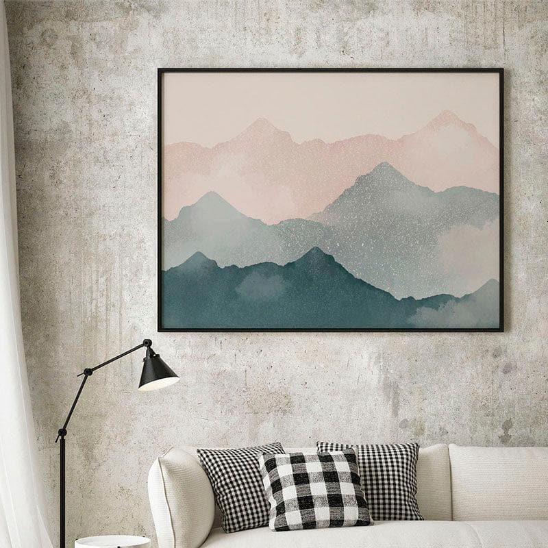 Wall Art & Paintings - Green Mountains Wall Painting - Black Frame