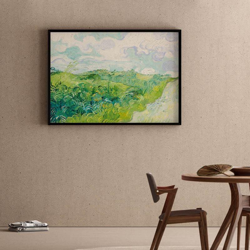 Wall Art & Paintings - Green Wheat Fields Of Auvers By Vincent Van Gogh - Black Frame