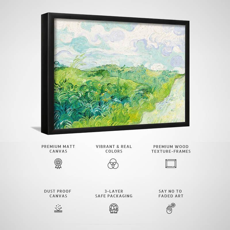 Wall Art & Paintings - Green Wheat Fields Of Auvers By Vincent Van Gogh - Black Frame