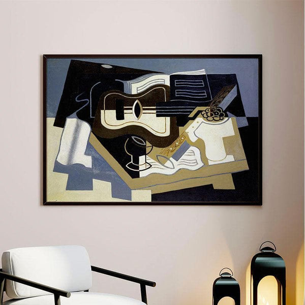 Wall Art & Paintings - Guitar and clarinet Canvas Painting By Juan Gris - Black Frame