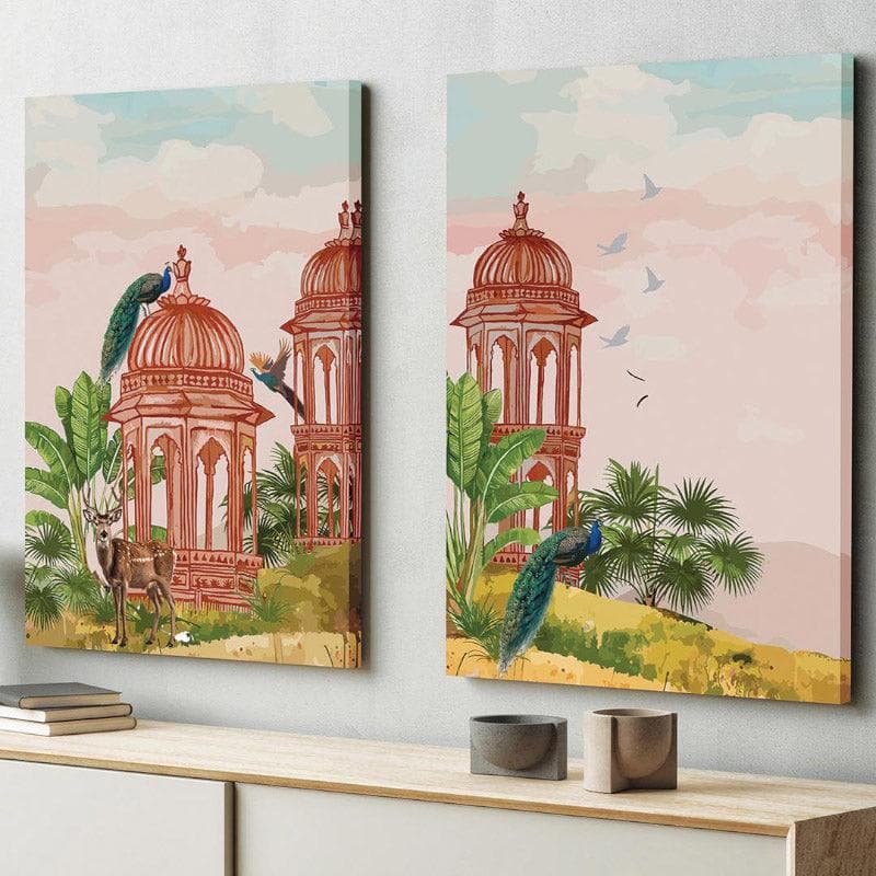 Wall Art & Paintings - Gulmohar Bagh Wall Painting - Set of Two