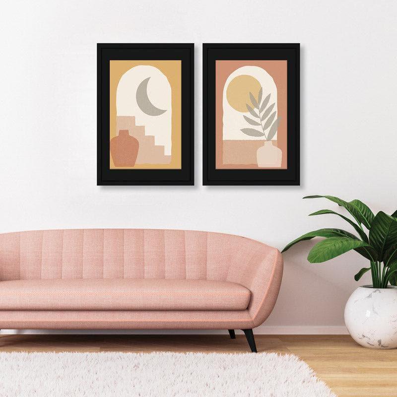 Wall Art & Paintings - Half Day Half Night Wall Art - Set Of Two